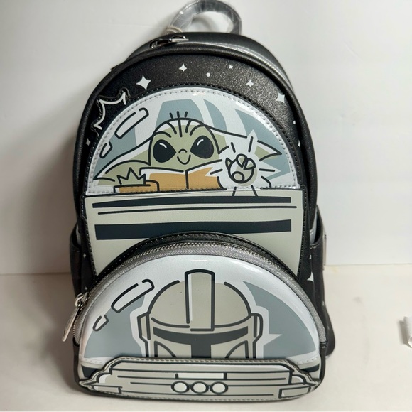 NWT. Loungefly Disney Parks 2024 Mandalorian Grogu Mini Backpack Star Wars - Picture 2 of 14